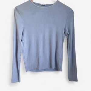 Cotton On Light Blue Ribbed Long Sleeve Top - Size XL